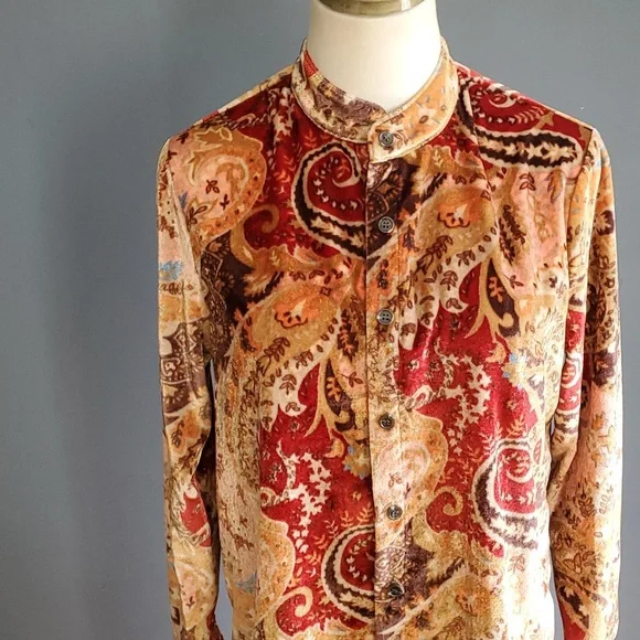 Soft surroundings  Burnout Button-down  velour velvet  Top XS - Picture 3 of 11